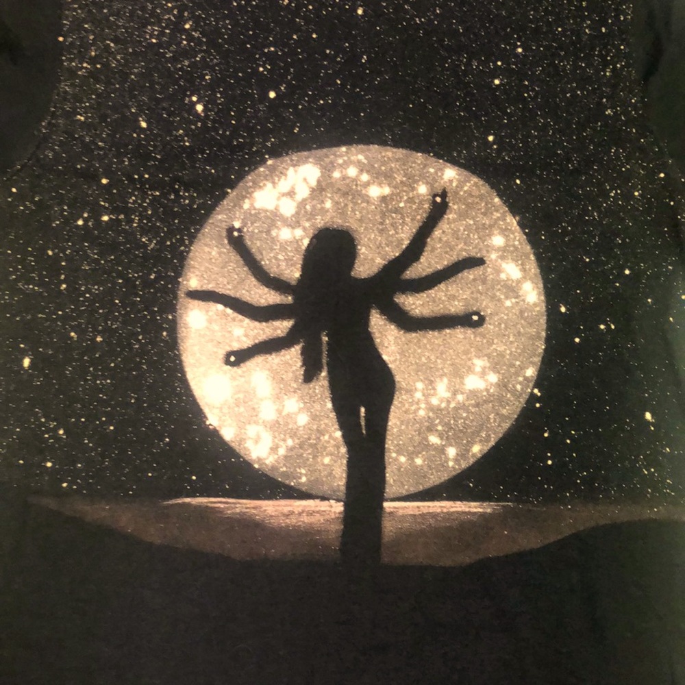 New handmade bleach painted shirt. Goddess and moon
